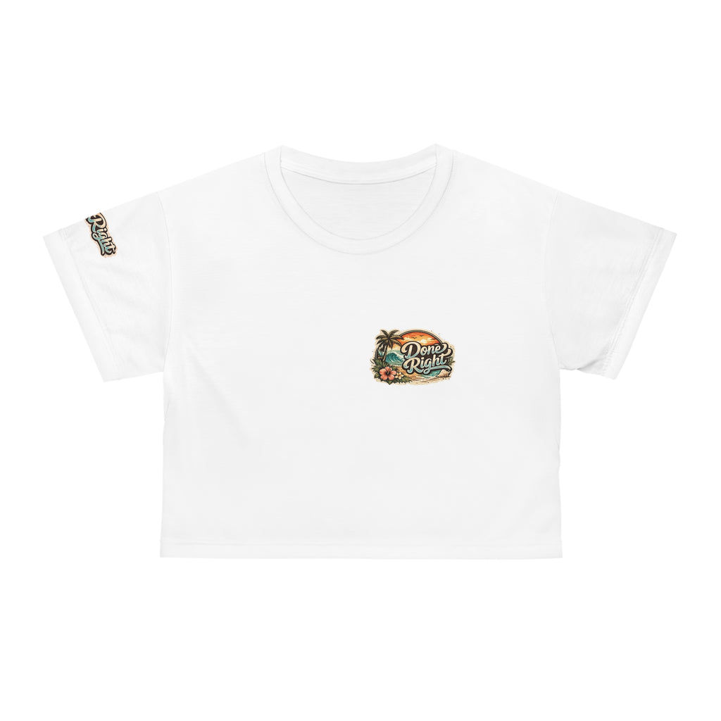Done Right Mobile Repair Crop Tee — Retro Wrench Logo Phone Repair Tee