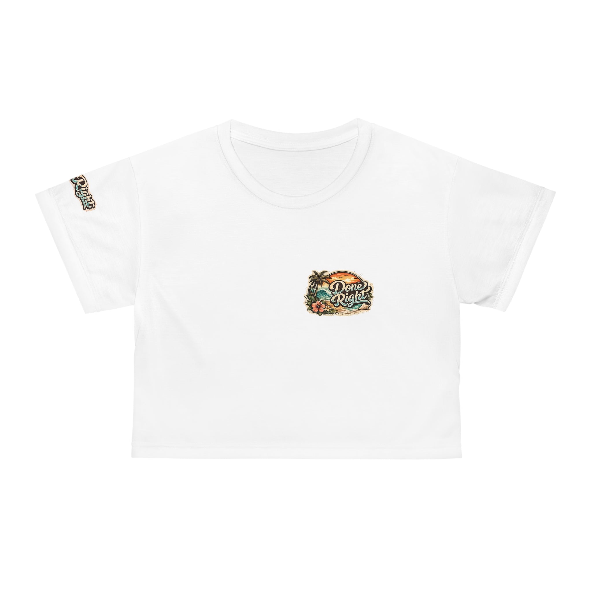 Done Right Mobile Repair Crop Tee — Retro Wrench Logo Phone Repair Tee